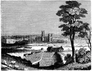 Images Dated 12th August 2011: View of Canterbury Cathedral (engraved Victorian illustration)