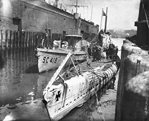 Hoboken Prints: View Of Captured German U-Boat 1919