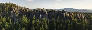 View from Carola Rocks near the Affensteine Rocks in the Elbe Sandstone Mountains, Saxony, Germany, Europe