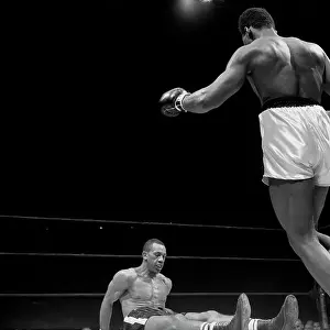 View of Cassius Clay Taunting Sonny Banks