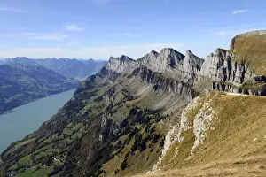 Alpen Prints: View from Chaeserrugg Mountain towards the Kurfirsten Mountains and Lake Walen