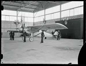 View of Charles Lindbergh's Plane in Hanger at Le Bourget Airfield