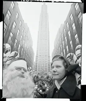 View of Christmas Decorations and Santa Claus in Rockefeller Center