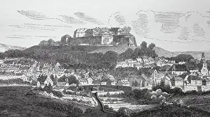 Castell Prints: View of the citadel of Bitsch and the town of Bitche in the Lorraine region circa 1870