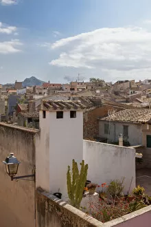 Images Dated 20th April 2014: View from the city walls on the roofs of the historic centre, Alcudia, Majorca, Balearic Islands