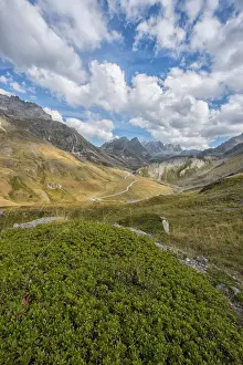 Mountain Pass Prints: View of the Col du Galibier mountain pass, Savoie, France