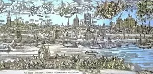 City Portrait Collection: View of Cologne in 1531, on the right the construction site of Cologne Cathedral, Germany, Historic