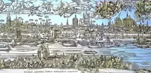 City Portrait Prints: View of Cologne in 1531, on the right the construction site of Cologne Cathedral