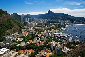 Brazil Prints: View Of Corcovado Mountains, Two Brothers And The City of Rio De Janeiro From Sugarloaf Mountain