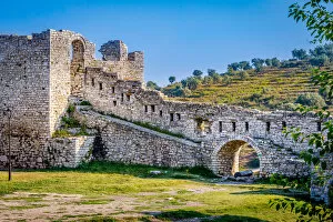 Images Dated 30th August 2018: View of a the defensive stone wall in the fortified city of Berat, Albania
