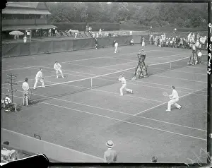 View of Doubles Tennis Match