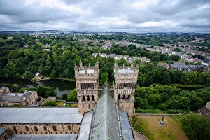 Cloudy Sky Collection: View of Durham and River Wear From Durham Cathedral, North East England, United Kingdom