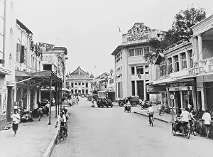 Hanoi Prints: View of Early Hanoi with Pedestrians and Cyclists