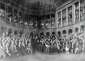 Dublin Prints: View of Early Irish House of Commons Convention Members