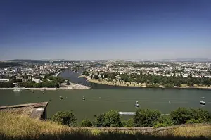 Palatinate Prints: View from Ehrenbreitstein Fortress, Koblenz, Rhineland-Palatinate, Germany, Europe