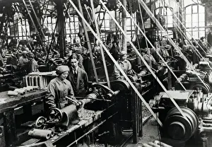 View of Factory Workers Producing Munitions