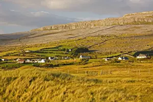 View Of Fanore Village And Limestone Mountain In The Background In The Burren Region