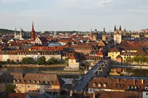 View from Festungsberg Hill over the Main River and the historic town centre, Wuerzburg, Lower Franconia, Franconia, Bavaria, Germany, Europe, PublicGround
