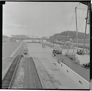 Canal Zone Prints: View of First Lock on Panama Canal