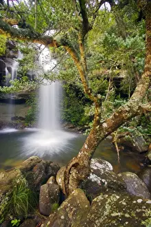 Paradise Prints: View of a Flowing Waterfall - Blurred Motion