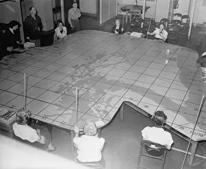 Seattle Prints: View of Giant Table Map Used for Aerial Defense