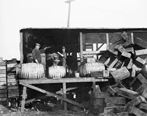 View of Grape Pressing Taking Place at Market