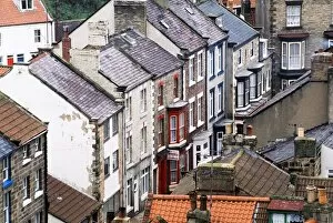 View of houses, Staithes, North York Moors, England