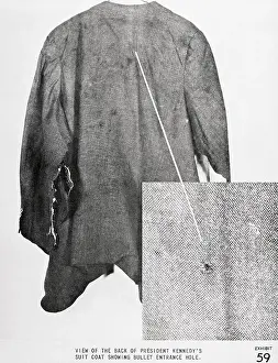 View of The Back of John F. Kennedy's Suit Coat Showing Bullet entrance Hole