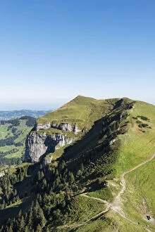 View of Kamor mountain, 1751m, as seen from Hoher Kasten mountain, 1794m, canton of Appenzell Inner-Rhodes, Switzerland
