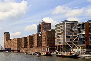 Scape Prints: View to Kehrwiederspitze, HafenCity, Hamburg, Germany, Europe