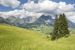 Saentis Prints: View from Klangweg or Sound Trail on Toggenburg Mountain towards the Alpstein Mountains with Saentis Mountain
