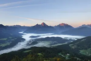 Ambiance Prints: View from Kneifelspitze mountain across Berchtesgaden towards Watzmann and Hochkalter mountains