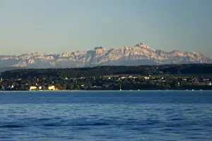 Alps Prints: View from Lake Constance near Konstanz towards the Alpstein Range with Santis Mountain