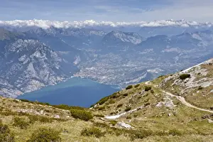 Mountain Lake Prints: View of Lake Garda and Arco, on the way to the top of Monte Altissimo mountain above Nago-Torbole