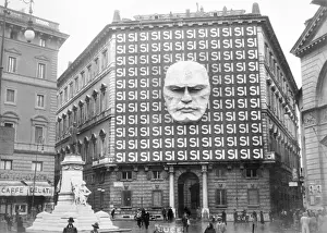 View of Large Public Depiction on Mussolini