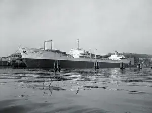 Hamburg Prints: View of Large Ship Offshore