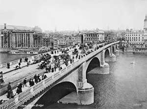 Pedestrian Prints: View Of London Bridge At Turn Of Century