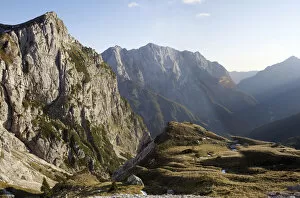View from Mangart Pass with a panorama of the Julian Alps, Triglav National Park, Slovenia, Europe