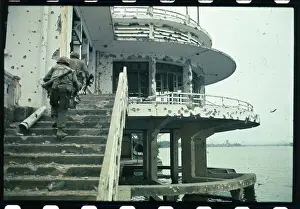View of US Marines Climbing Stairs