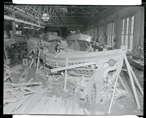 View of Men Building Ship