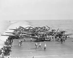 View of Military Carrier with Planes Aboard
