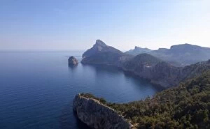 Images Dated 14th April 2014: View from the Mirador des Colomer onto the Cap de Formentor and the small island of Colomer
