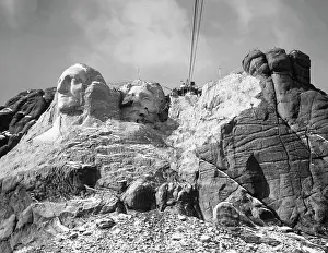 Landforms Prints: View of Mount Rushmore in Progress