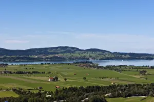 Cultural Landscape Prints: View from mount Tegelberg to Forggensee Lake and Illasbergsee Lake