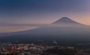 Fujikawaguchiko Prints: View of Mt. Fujiyama at night