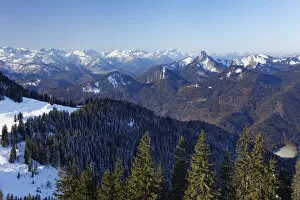 Images Dated 23rd October 2011: View from Mt Wallberg towards southwest, with mountains Rossstein and Buchstein at back