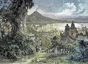 Landscapes Collection: View of Naples and Mount Vesuvius from Corso Vittorio Emanuele, 1870, Italy, Historical