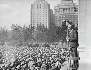 Socialist Prints: Side View of Norman Thomas Addressing Supporters