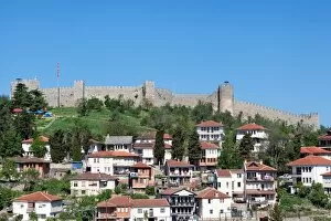 Bulgaria Gallery: View of Ohrid old town dominated by Samuils fortress, Macedonia