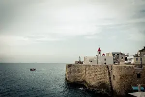 Acre Prints: View of the old city walls, Acco, Israel